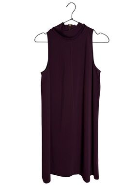 Athleta Initiative Swing Dress Auberge Plum Mock Neck Sleeveless Shift Mini